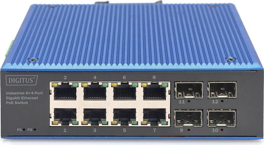 Digitus Unmanaged L2 Switch with 8 Gigabit (1Gbps) Ethernet Ports and 4 SFP Ports