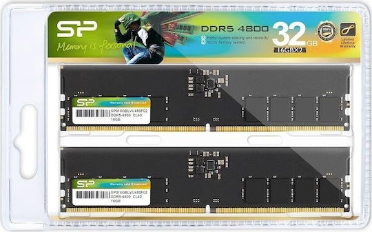 Silicon Power DDR5 32GB RAM with 2x16GB Modules and Speed 4800 for Desktop