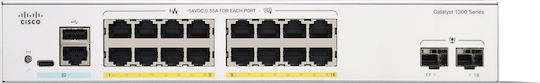 Cisco Catalyst 1300 Managed L2 / L3 Switch with 16 Ethernet Ports and 2 SFP Ports