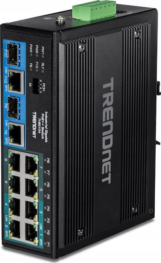 Trendnet TI-BG104 Unmanaged L2 PoE+ Switch με 8 Θύρες Gigabit (1Gbps) Ethernet και 2 SFP Θύρες
