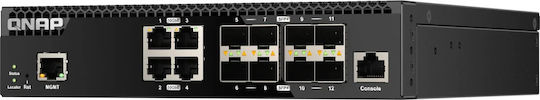 QNap QSW-M3212R-8S4T Managed L2 Switch with 4 Gigabit (1Gbps) Ethernet Ports and 8 SFP Ports