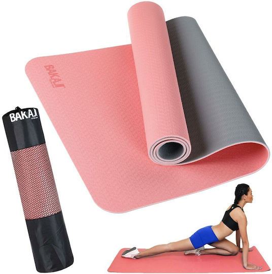 Bakaji Στρώμα Γυμναστικής Pilates Ροζ (183x61cm)