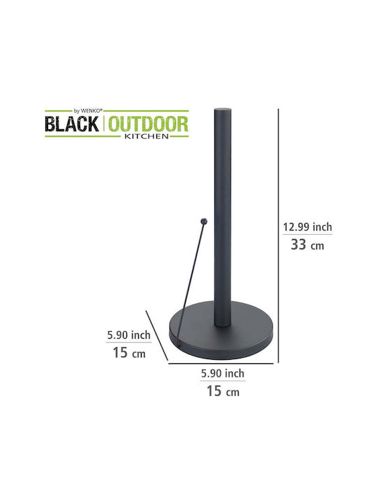 Wenko Metallic Paper Towel Holder Black 15x15x33cm BN10460.4008838371305