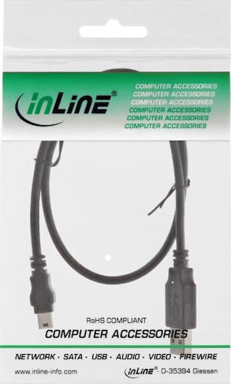 InLine USB 2.0 Kabel USB-A-Stecker - Mini-USB-A-Stecker Schwarz 0.3m 33107J