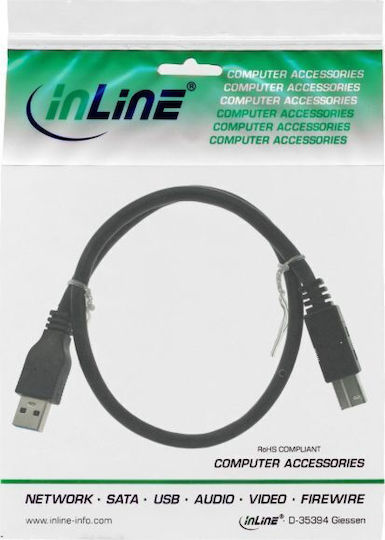 InLine USB 3.1 Cable USB-A male - USB-B male Μαύρο 0.3m 35303