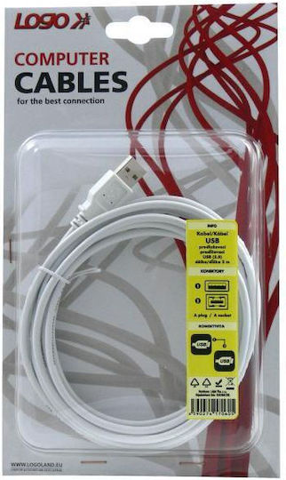 Logo Collection USB 2.0 Cablu USB-A - USB-B Alb 3m 17060