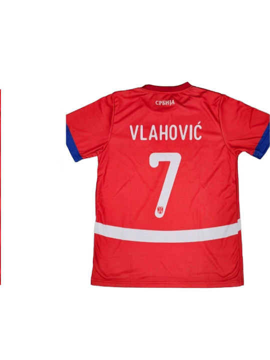 Vlahovic Serbia National Team Soccer Jersey Red Balón De Oro Unisex Red Fj361