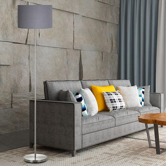 Bakaji Floor Lamp H160xW35cm. with Socket for Bulb E27 Gray