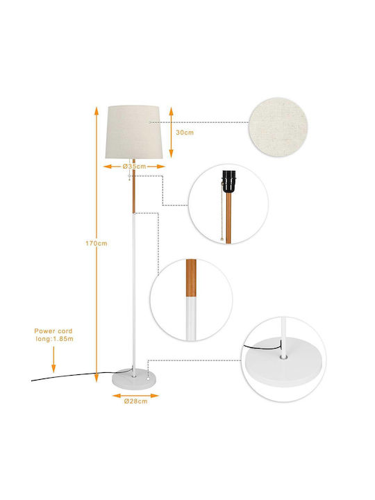 Bakaji Floor Lamp H170xW35cm. with Socket for Bulb E27 Black