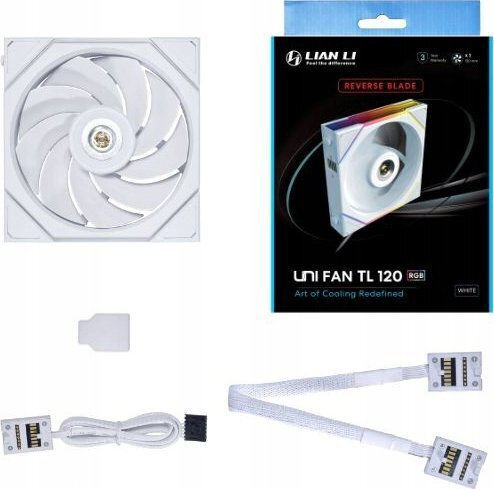 Lian Li UNI FAN TL Reverse Blade Case Fan 120mm (2300rpm) With ARGB Lighting And 4-Pin PWM Connection White