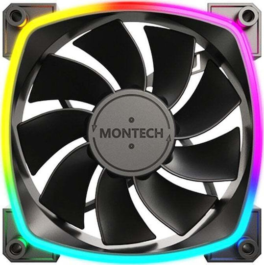 Montech RX120 Ventilator Pentru Carcasă Cu Lamă Inversată (1600rpm / 59cfm) Cu Iluminare ARGB Și Conexiune 3-Pin / 4-Pin PWM