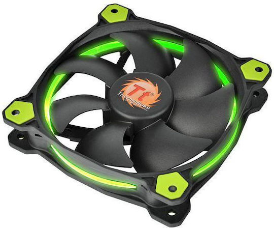 Thermaltake Riing 12 LED 120mm 3-Pin Green Lighting Case Fan Green