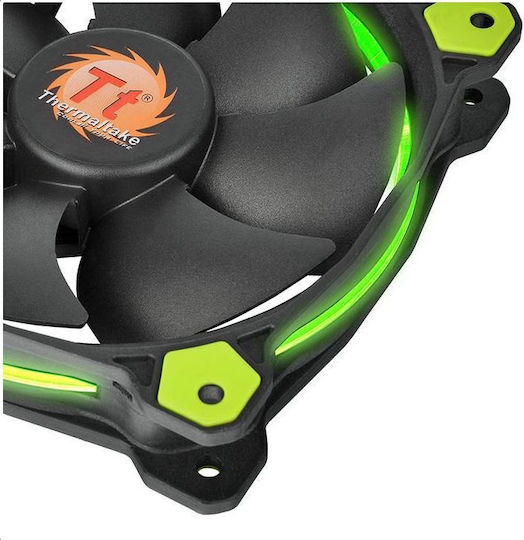 Thermaltake Riing 12 LED 120mm 3-Pin Green Lighting Case Fan Green