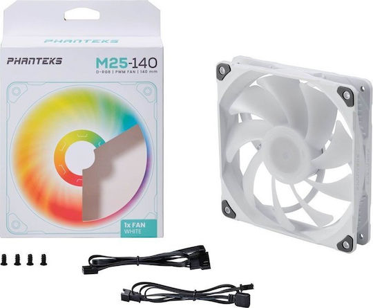 Phanteks PH-F140M25 Case Fans (1800rpm / 104.62cfm) with RGB Lighting and 4-Pin PWM Connection White