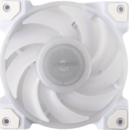 Akasa Vegas A12 Case Fan 120mm (2000rpm / 52.3cfm) με ARGB Φωτισμό και Σύνδεση 3-Pin / 4-Pin PWM Λευκό
