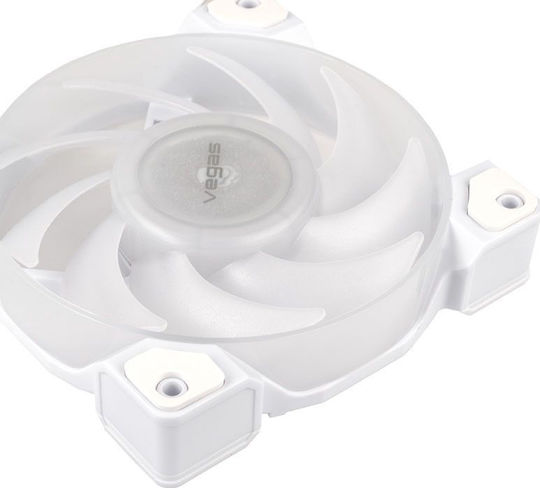 Akasa Vegas A12 Case Fan 120mm (2000rpm / 52.3cfm) με ARGB Φωτισμό και Σύνδεση 3-Pin / 4-Pin PWM Λευκό
