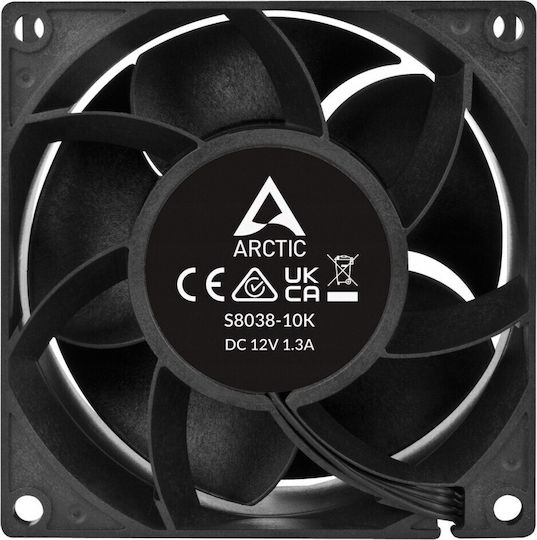 Arctic S8038-10K Вентилатор за кутия (10000 оборота в минута / 102 CFM) Без светодиодно осветление и свързване 4-пинов молекс 4 бр
