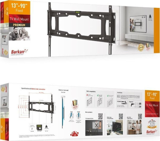 Barkan E400+.B Βάση Τηλεόρασης Τοίχου έως 90" και 60kg Μαύρο