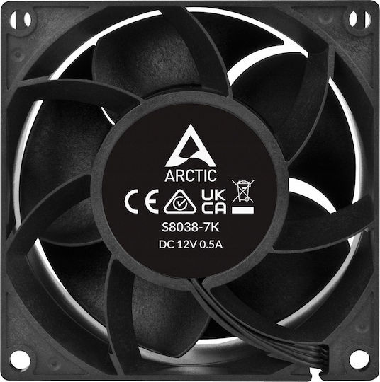 Arctic S8038-7K Вентилатор за Кутия (7000 оборота / 70cfm) Без Светодиодно Осветление и Свързване 4-изводна ШИМ