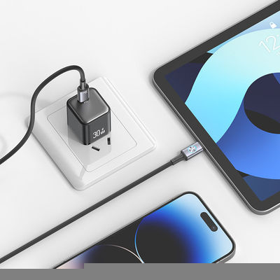 Usams SJ749 Braided / LED USB-C to Lightning Cable 30W White 1.2m (SJ749USB02)