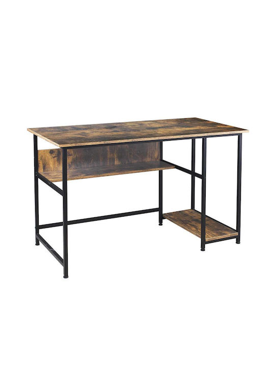 Birou din Lemn cu Bibliotecă Roz cu Picioare Metalice 120x60x76cm