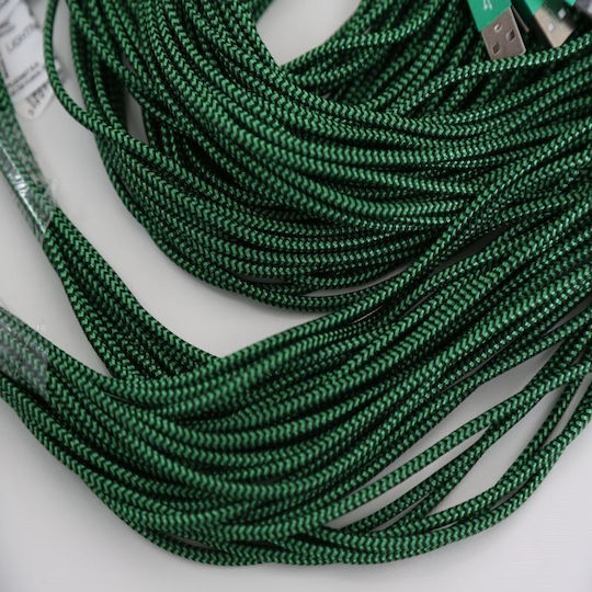 Omega Cordyl Fabric Cable Cable Braided Lightning To Usb 2a Polybag Oem 1m Green 44039