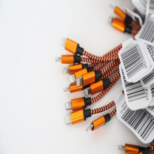 Omega Cordyl Fabric Cable Braided Lightning To USB 2A Polybag OEM 1m Orange