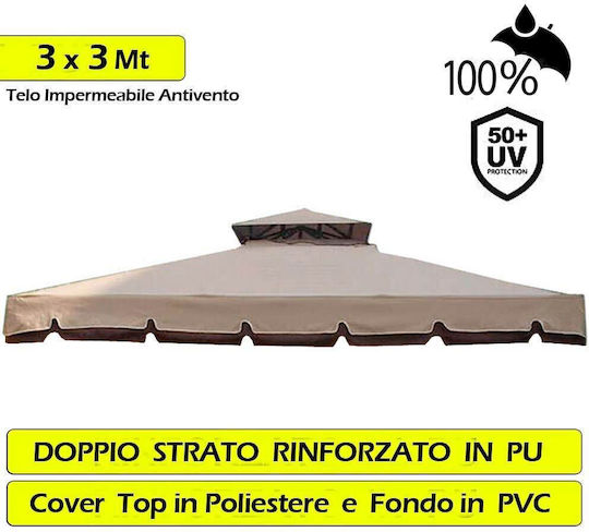 Bakaji Κάλυμμα για Κιόσκι Εκρού 3x3m