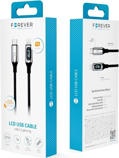 Forever Regular la Cablu Lightning 27W Negru 1m