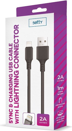 Setty Редовна USB-A към Lightning кабел Черен 1м