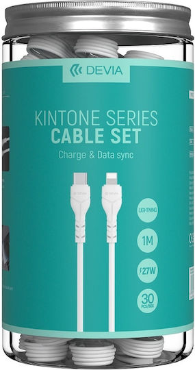 Devia Kintone Редовна USB-C към Lightning кабел 27W Бял 1м 30 броя (394591)