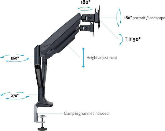 Multibrackets Stand Desk Mounted for 2 Monitors up to 27" with Arm (MB-3286)