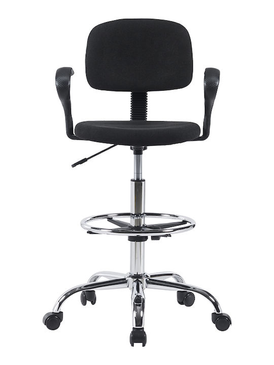 Office Desk Stool with Backrest Icina 1 Black 58x54x102cm