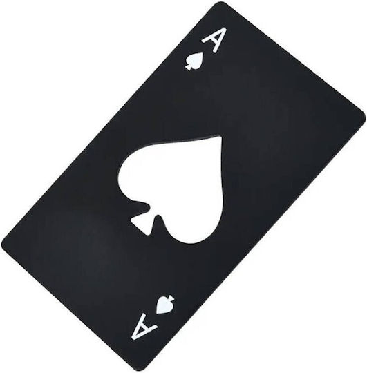 Aptel Stainless Steel Bottle Opener Card Shape Ace of Spades Black Da50