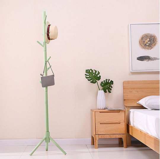 Bakaji Wooden Coat Rack Green 41x41x176cm