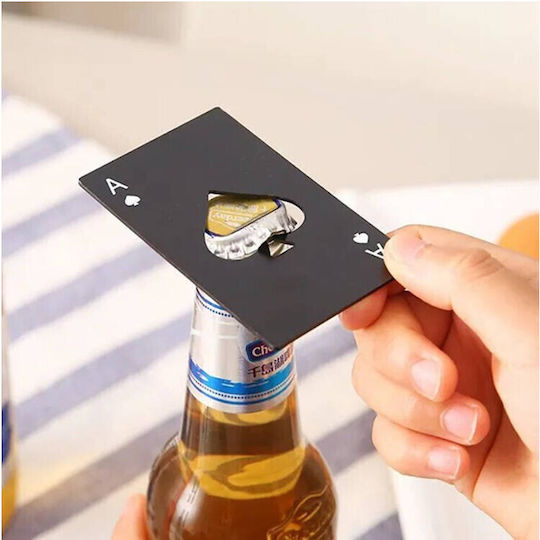 Aptel Stainless Steel Bottle Opener Card Shape Ace of Spades Black Da50