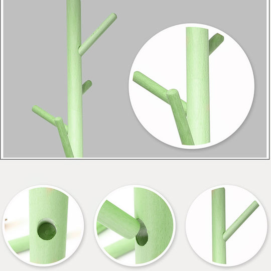 Bakaji Wooden Coat Rack Green 41x41x176cm