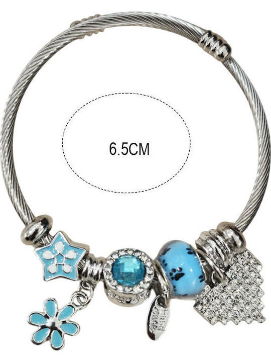 Women's Steel Handcuff Bracelet with Heart Design 6.5cm