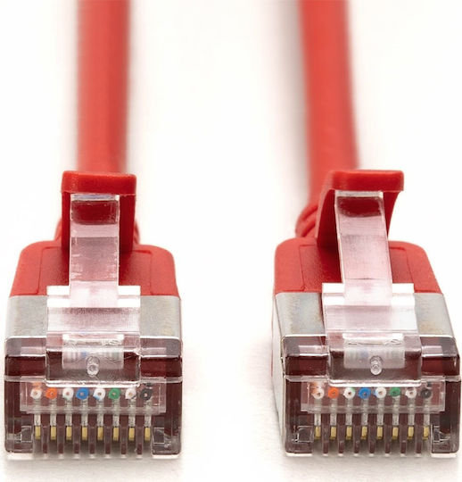 Digitus F/FTP Cat.6a (Gigabit) Καλώδιο Δικτύου Ethernet 0.5m Κόκκινο