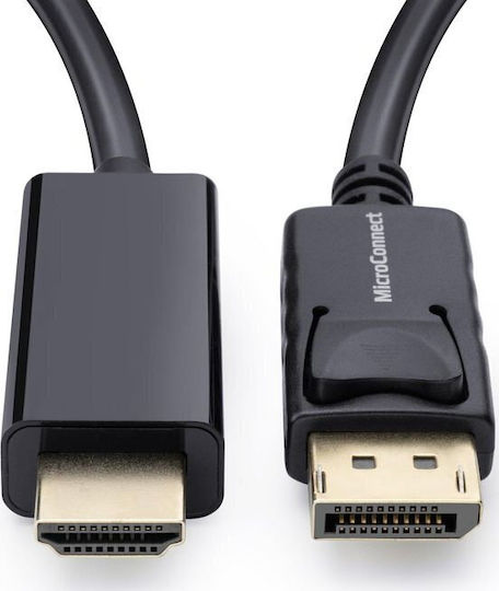Microconnect Cable DisplayPort male - HDMI male 2m Μαύρο (MC-DP-HDMI-200)