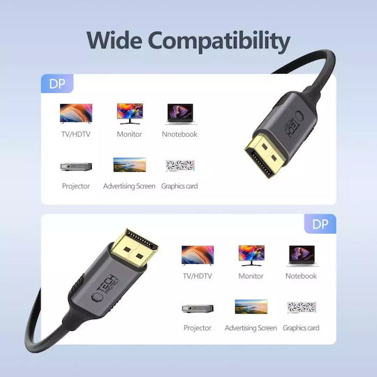 Tech-Protect Cable DisplayPort male - DisplayPort male 2m Μαύρο