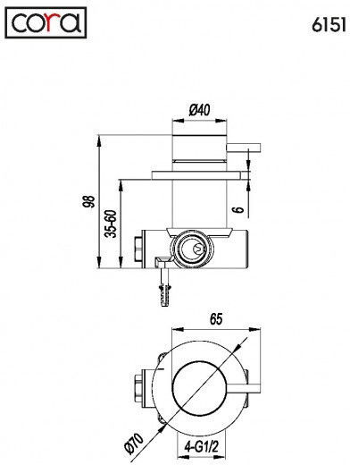 Cora Built-in Mixer & Diverter Set for Shower 1 Exit Inox
