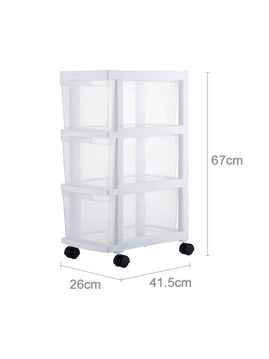 Plastic Storage Drawers L41.5xW26xH67cm