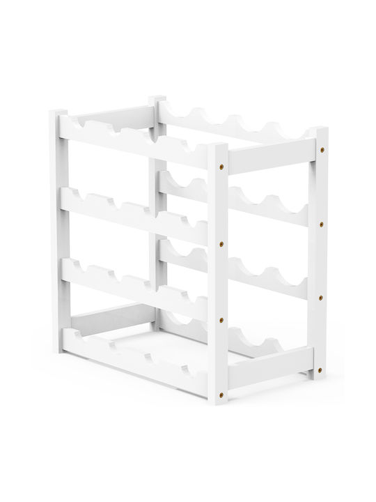 Bakaji Free Standing Wooden Wine Cabinet for 16 Bottles White 43x25x43cm