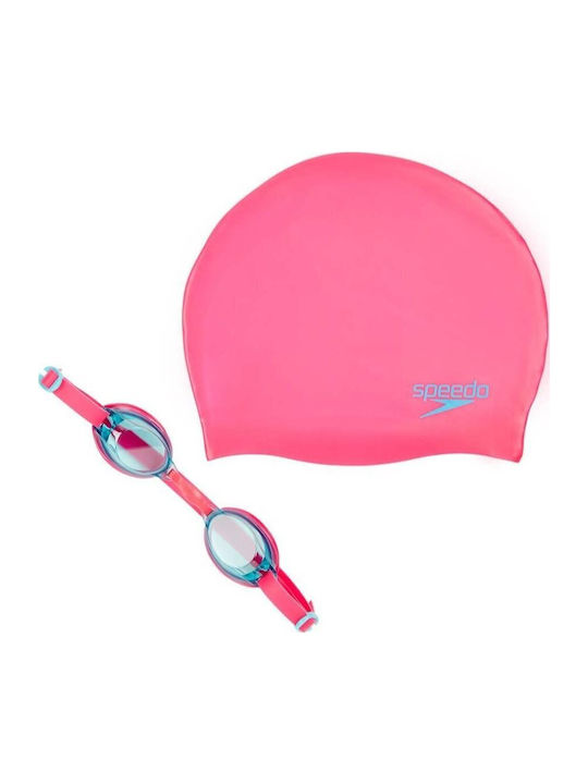 Очила за плуване Speedo Jet V2 за деца розови + шапка
