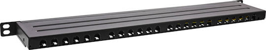 Inline 19" Patch Panel Cat.6a 0.5U 24-Port Dust Protection Black