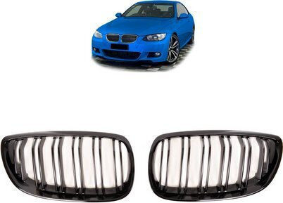 Mtuning Σπορ Μάσκα Διπλές Γρίλιες Gloss Black Bmw 3 E92 E93 Πριν Facelift 2005-2010
