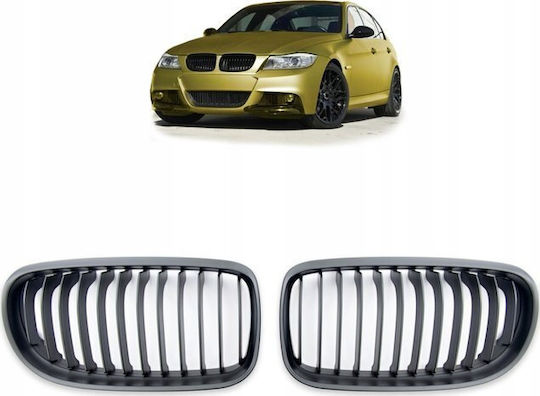 Mtuning спортна решетка единични ребра матово черно BMW 3 E90 E91 фейслифт 2008-2011