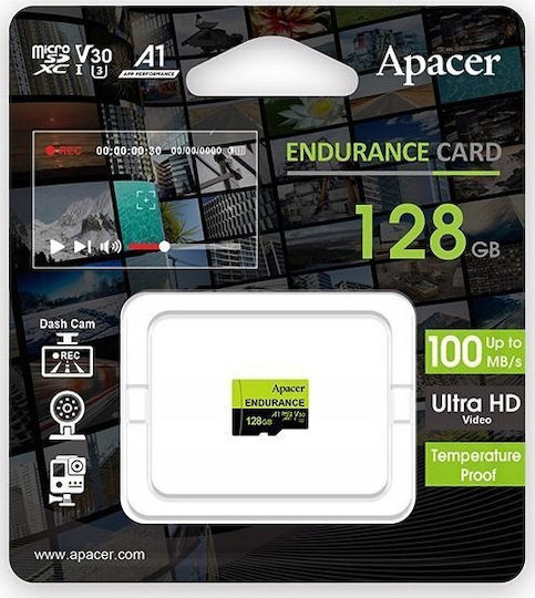 Apacer SDXC 128GB Клас 10 U3 V30 A1 UHS-I с адаптер