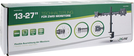 Inline Desktop-Halterung 2x TFT LCD LED bis zu 68cm 27" max. 2x 8kg